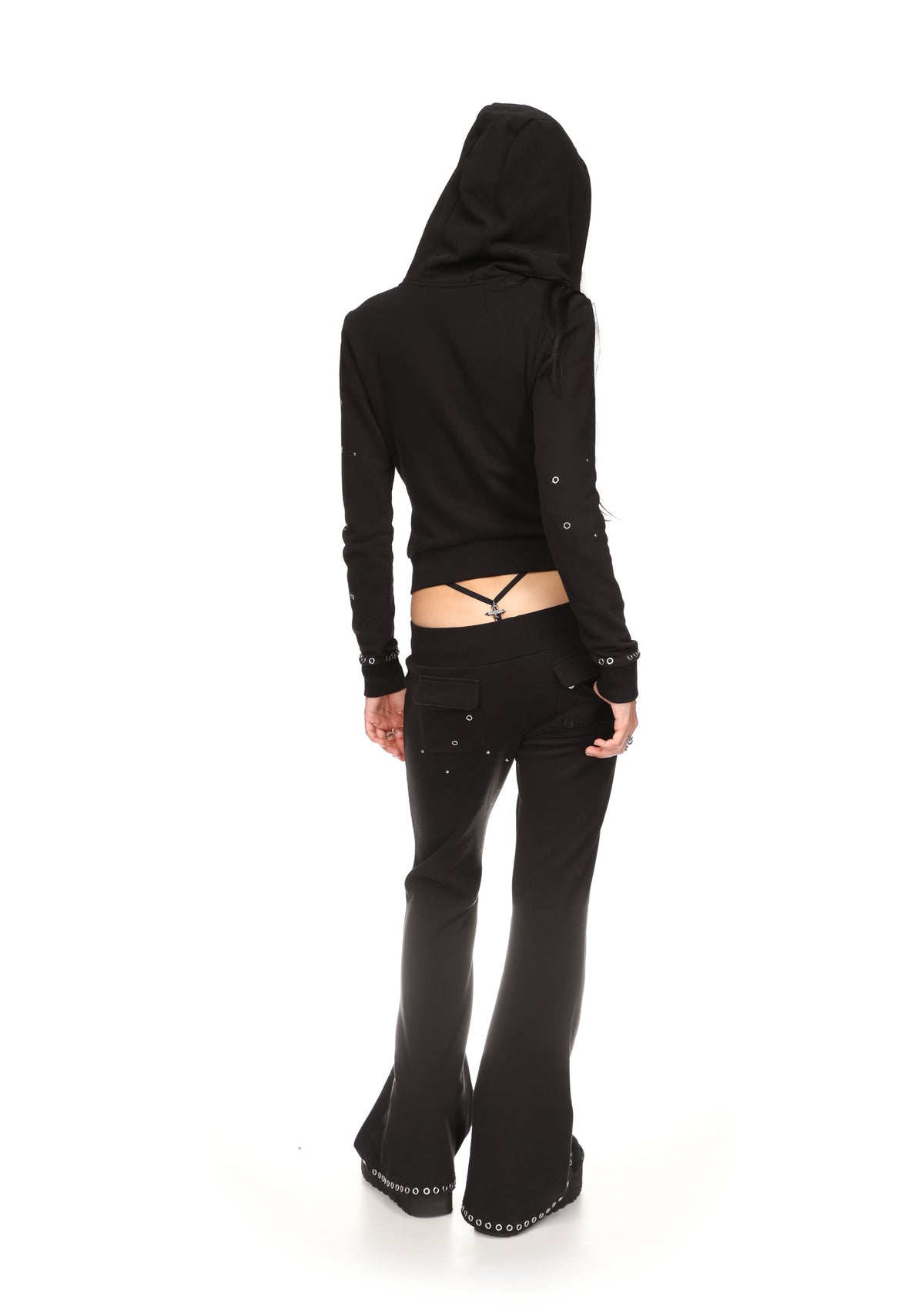 KNIGHT STUDDED FITTED HOODIE BLACK