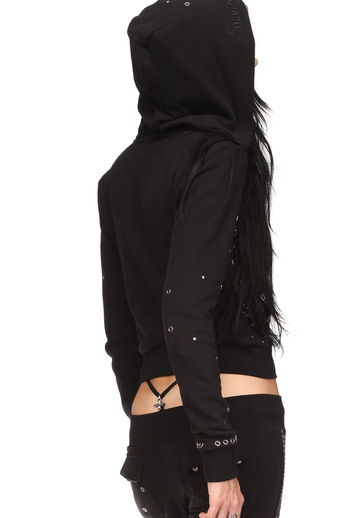 KNIGHT STUDDED FITTED HOODIE BLACK