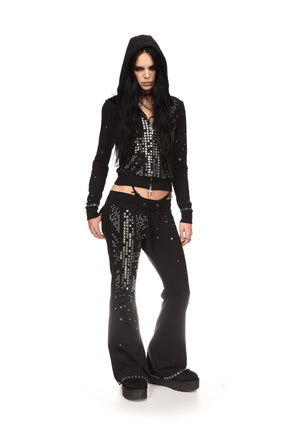 KNIGHT STUDDED FITTED PANTS BLACK