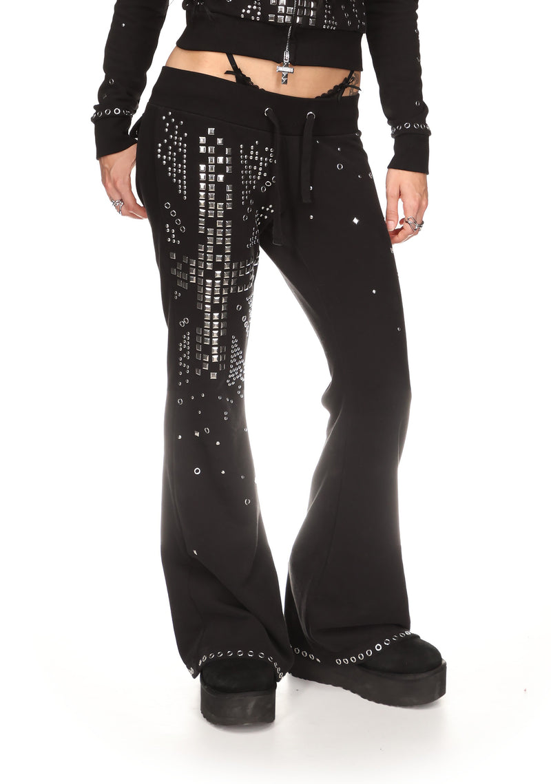KNIGHT STUDDED FITTED PANTS BLACK