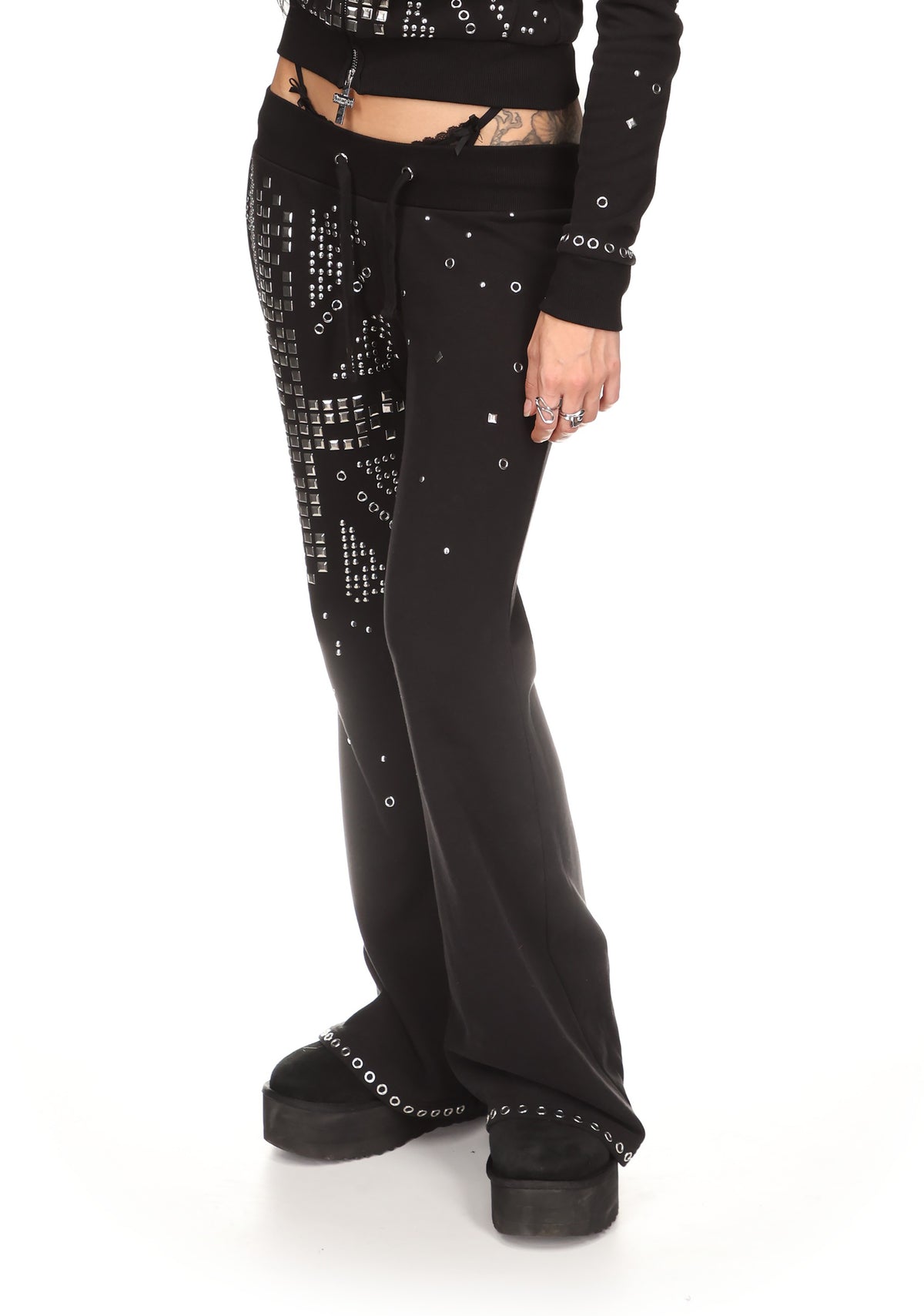 KNIGHT STUDDED FITTED PANTS BLACK
