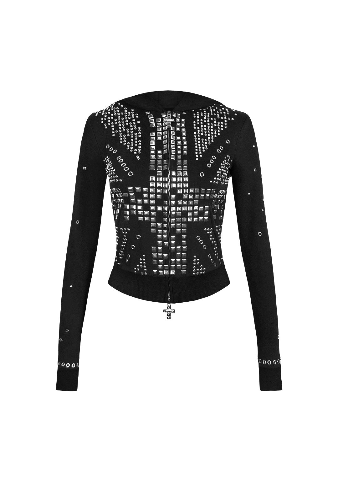 KNIGHT STUDDED FITTED HOODIE BLACK