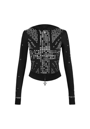 KNIGHT STUDDED FITTED HOODIE BLACK