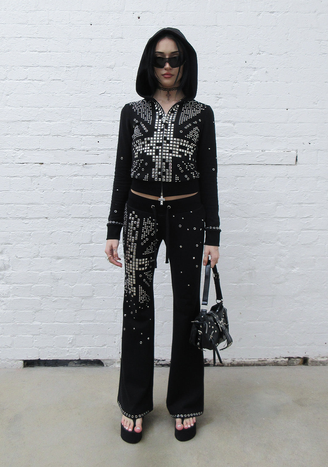 KNIGHT STUDDED FITTED PANTS BLACK