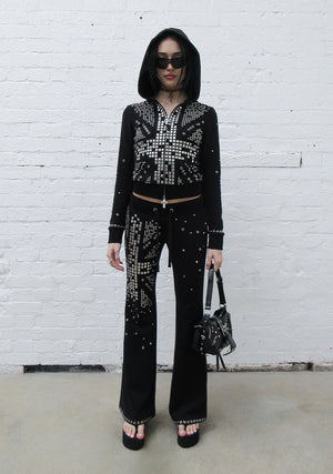 KNIGHT STUDDED FITTED PANTS BLACK