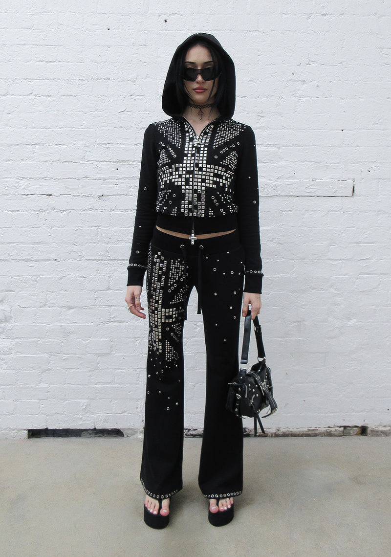 KNIGHT STUDDED FITTED PANTS BLACK