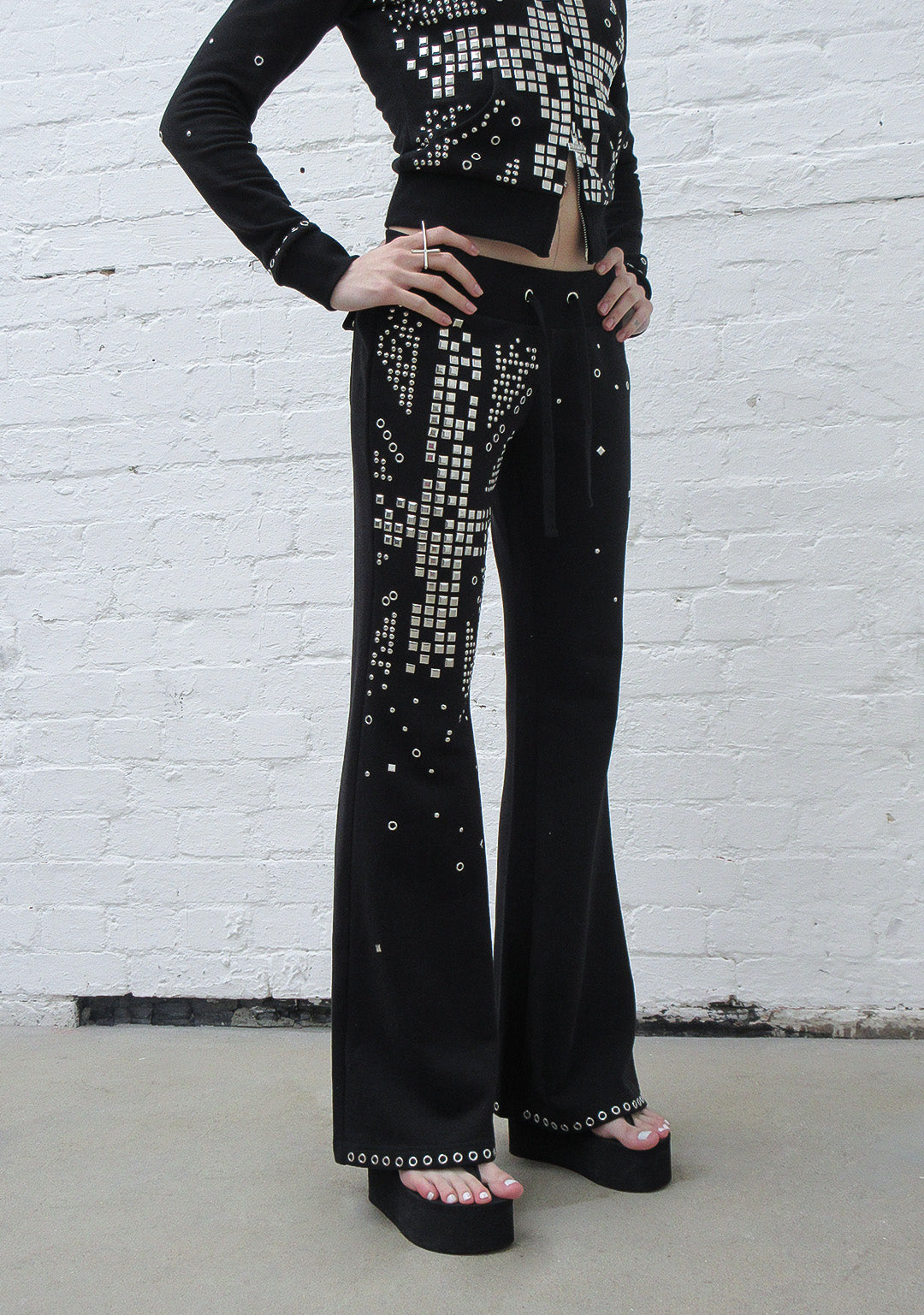 KNIGHT STUDDED FITTED PANTS BLACK