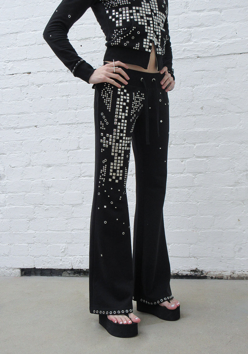 KNIGHT STUDDED FITTED PANTS BLACK