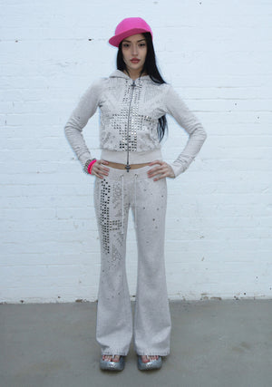 KNIGHT STUDDED FITTED PANTS GREY MARL