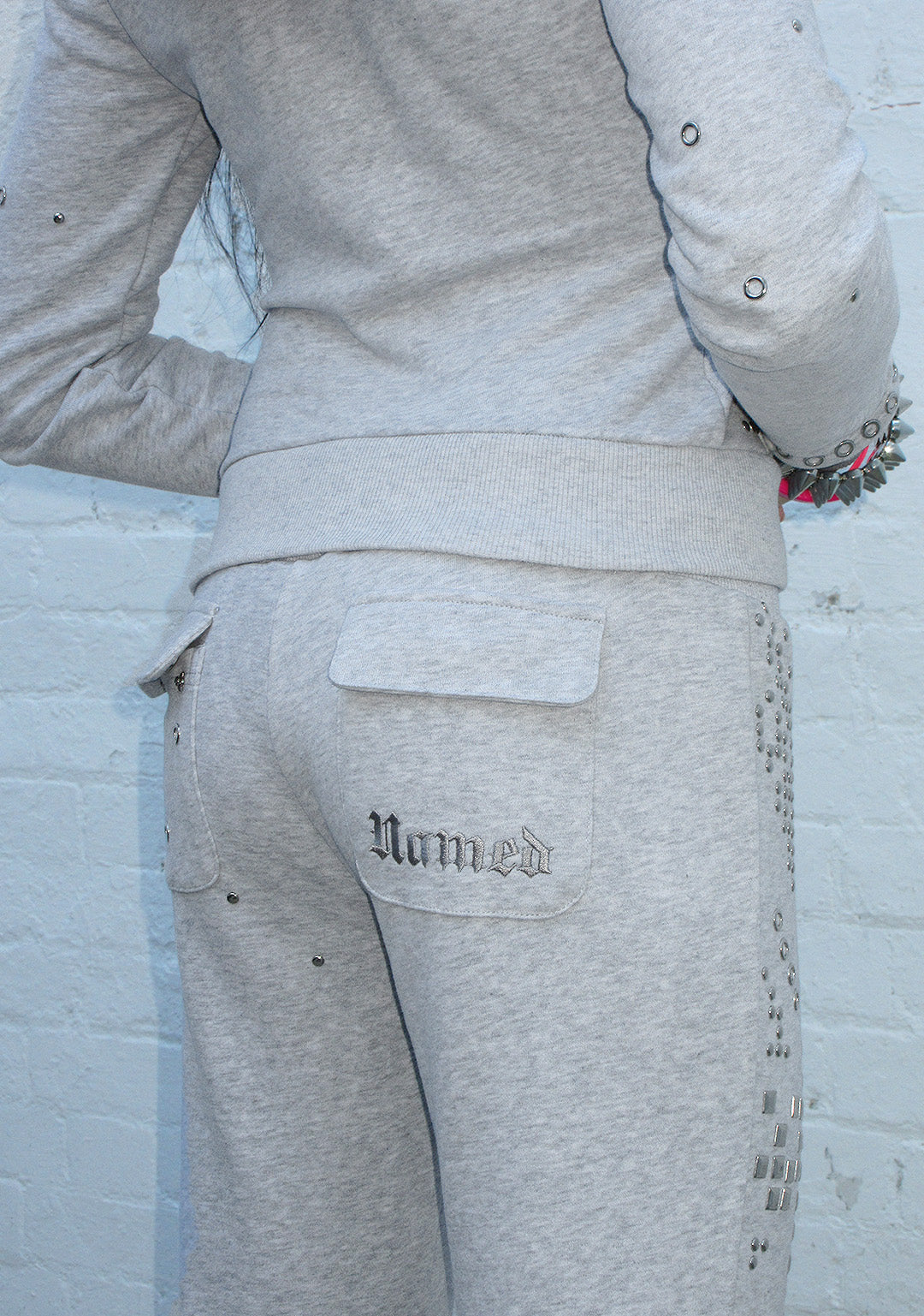 KNIGHT STUDDED FITTED PANTS GREY MARL