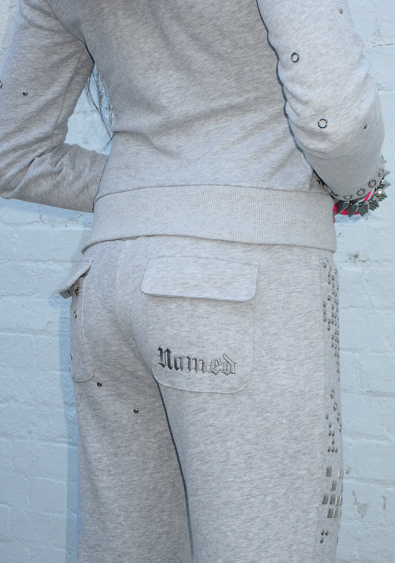 KNIGHT STUDDED FITTED PANTS GREY MARL