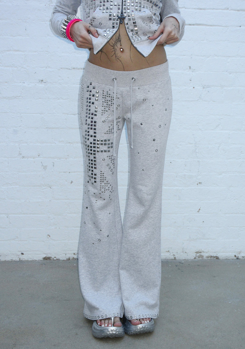 KNIGHT STUDDED FITTED PANTS GREY MARL