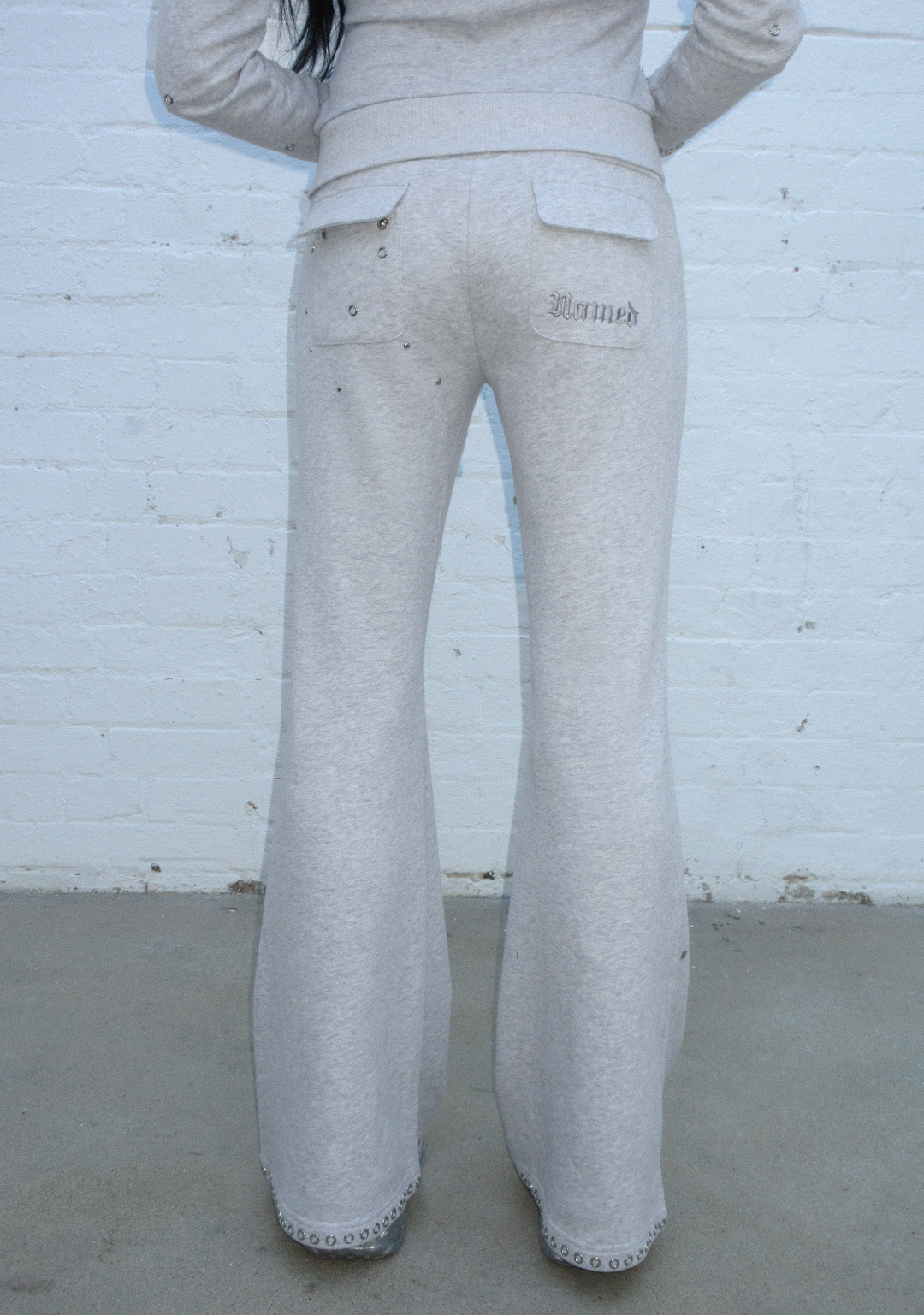 KNIGHT STUDDED FITTED PANTS GREY MARL