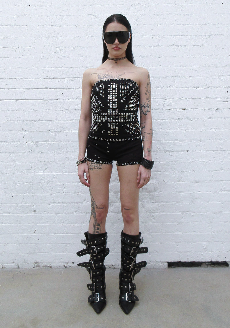 KNIGHT STUDDED TUBE TOP BLACK