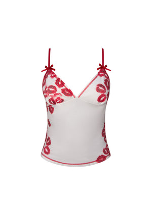 LOVEBITE KISS FITTED CAMI TOP WHITE