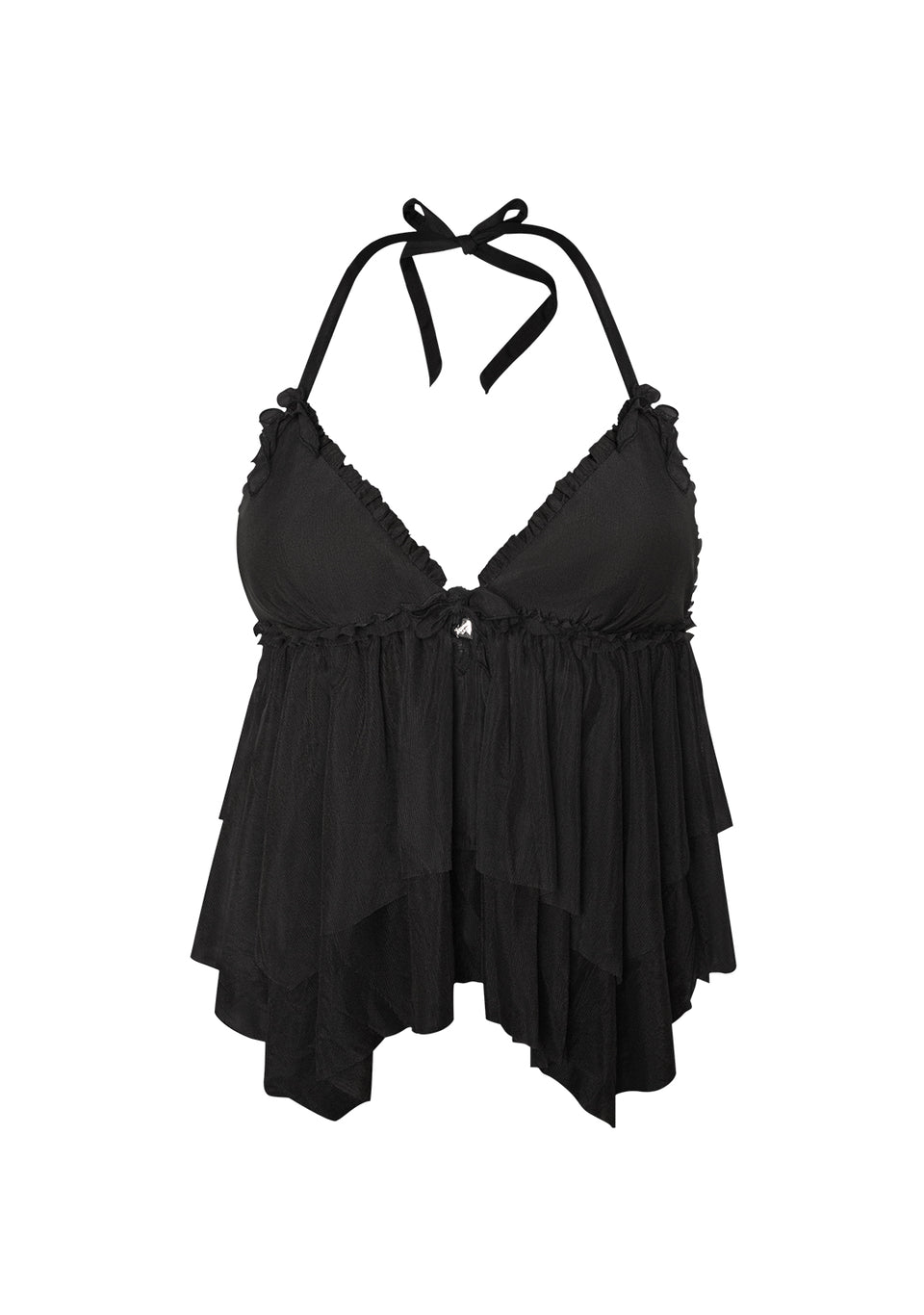 LOVEBITE SHEER MESH HALTERNECK CAMI TOP BLACK