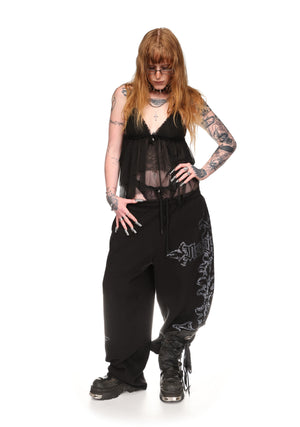 LOVEBITE SHEER MESH HALTERNECK CAMI TOP BLACK