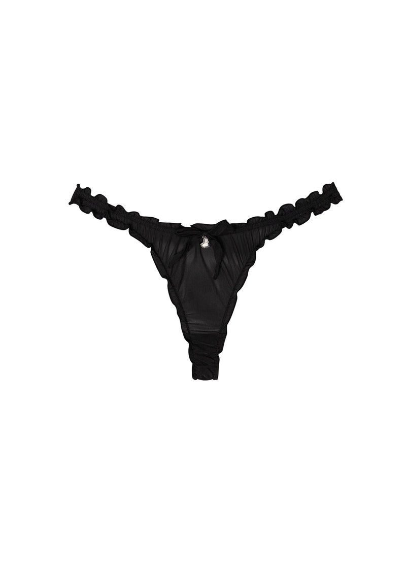 LOVEBITE SHEER MESH SCRUNCH THONG BLACK