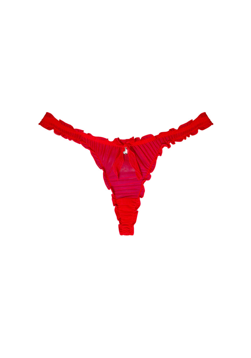 LOVEBITE SHEER MESH SCRUNCH THONG RED