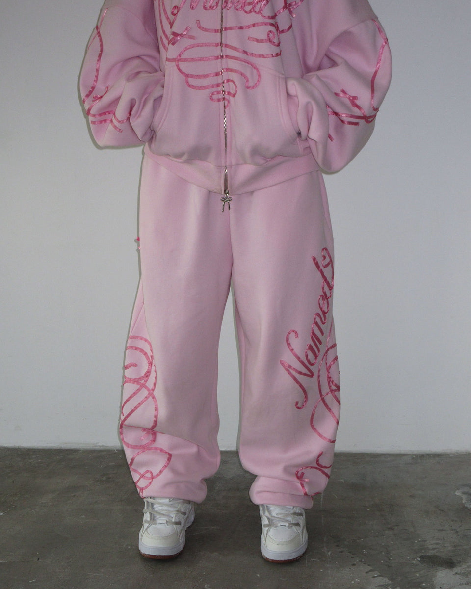 LUST RIBBON SWEATPANTS BABY PINK