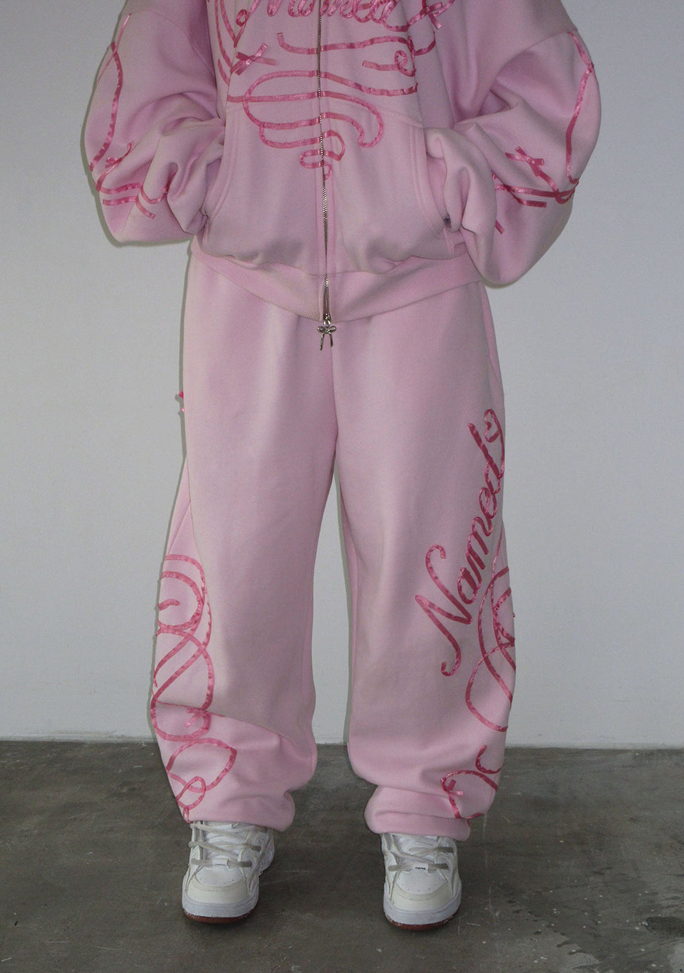 LUST RIBBON SWEATPANTS BABY PINK