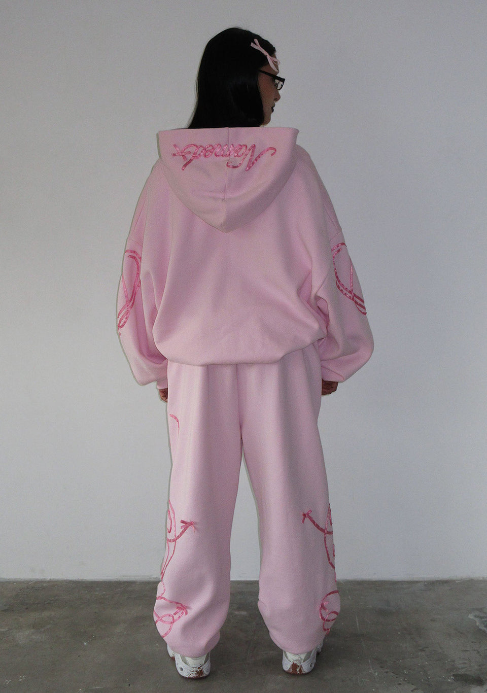 LUST RIBBON SWEATPANTS BABY PINK
