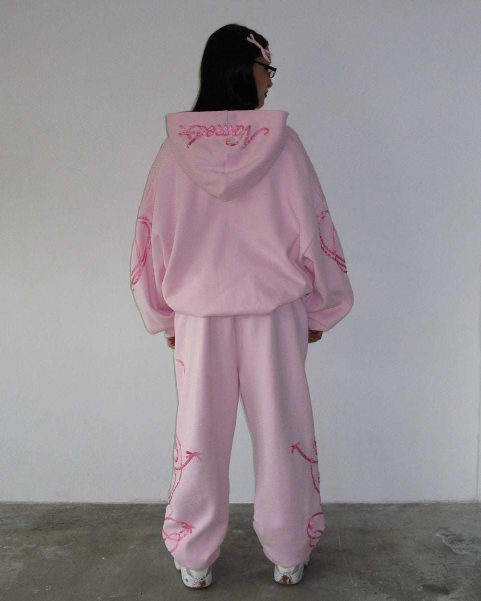 LUST RIBBON SWEATPANTS BABY PINK