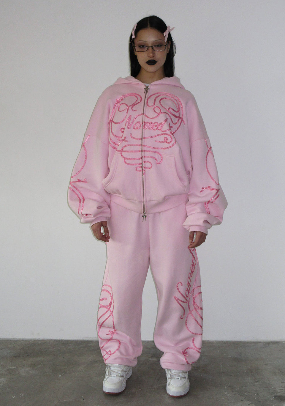 LUST RIBBON SWEATPANTS BABY PINK