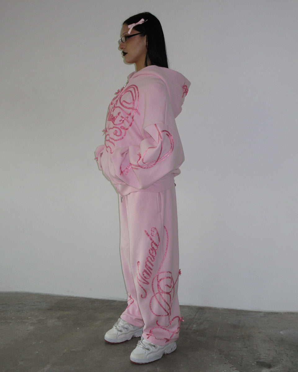 LUST RIBBON SWEATPANTS BABY PINK