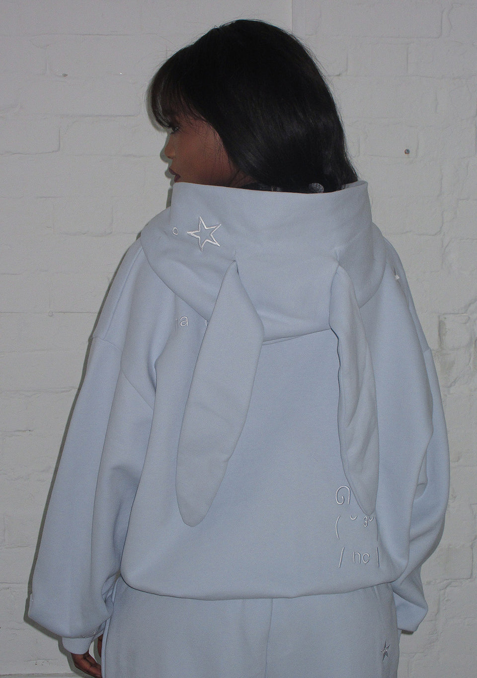 MALFUNCTION BUNNY ZIP HOODIE BABY BLUE (DETACHABLE EARS)