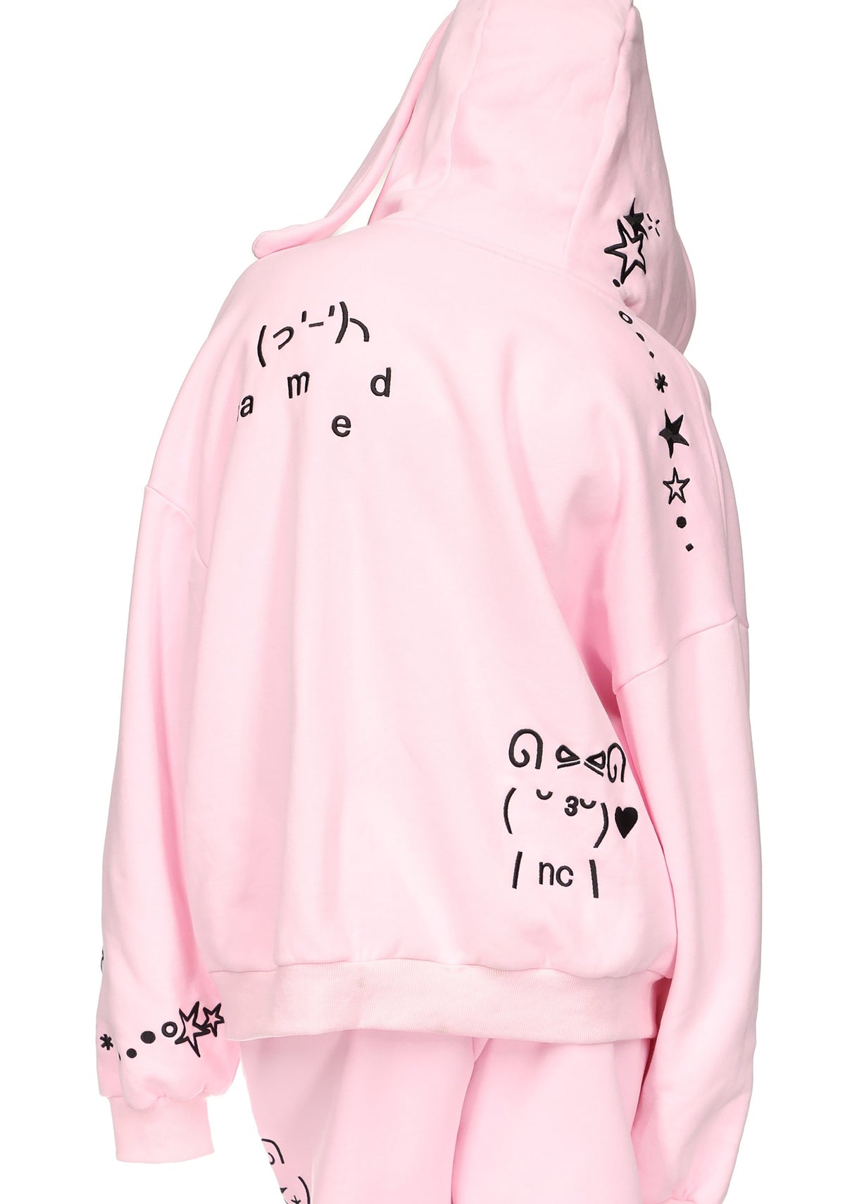 MALFUNCTION BUNNY ZIP HOODIE BABY PINK (DETACHABLE EARS)