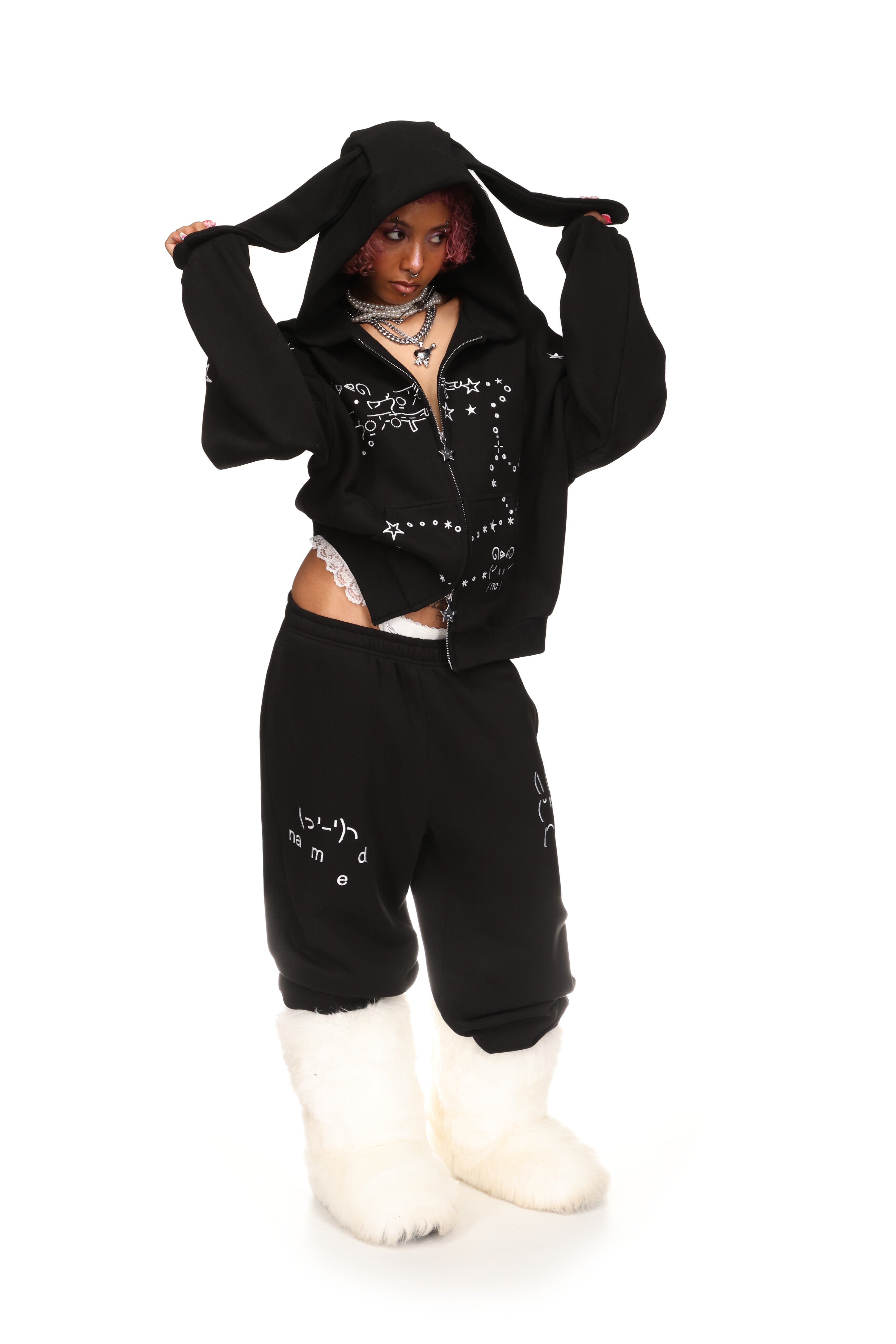 Malfunction Bunny Zip Hoodie Black (Detachable Ears) – NAMED