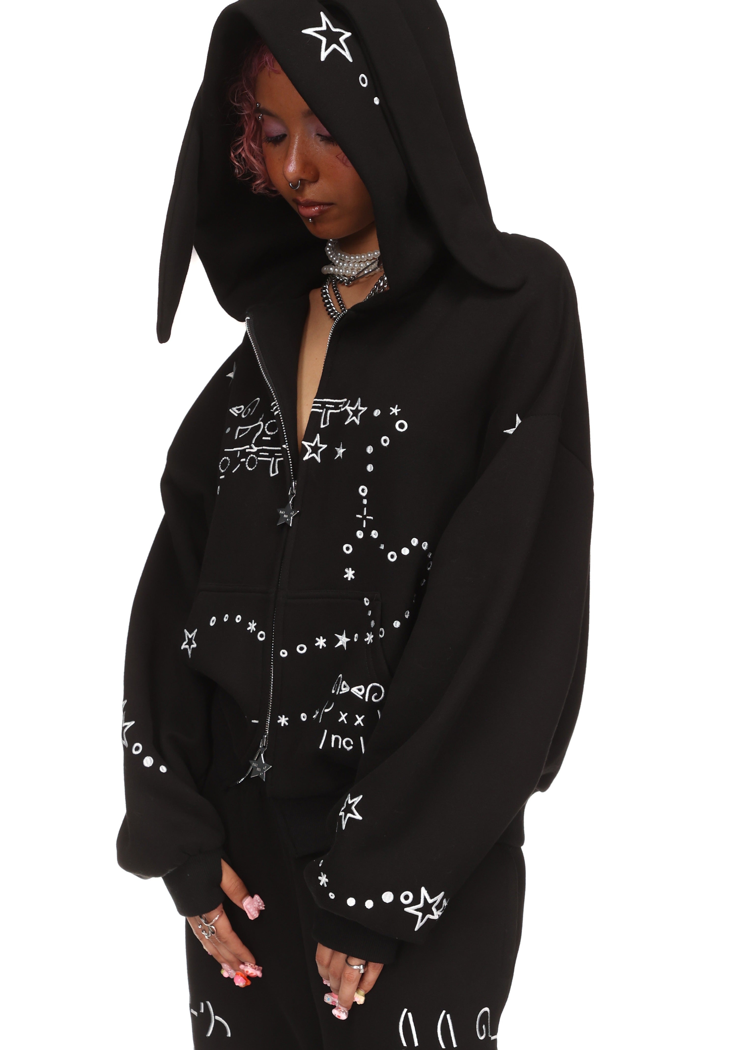Malfunction Bunny Zip Hoodie Black (Detachable Ears) – NAMED
