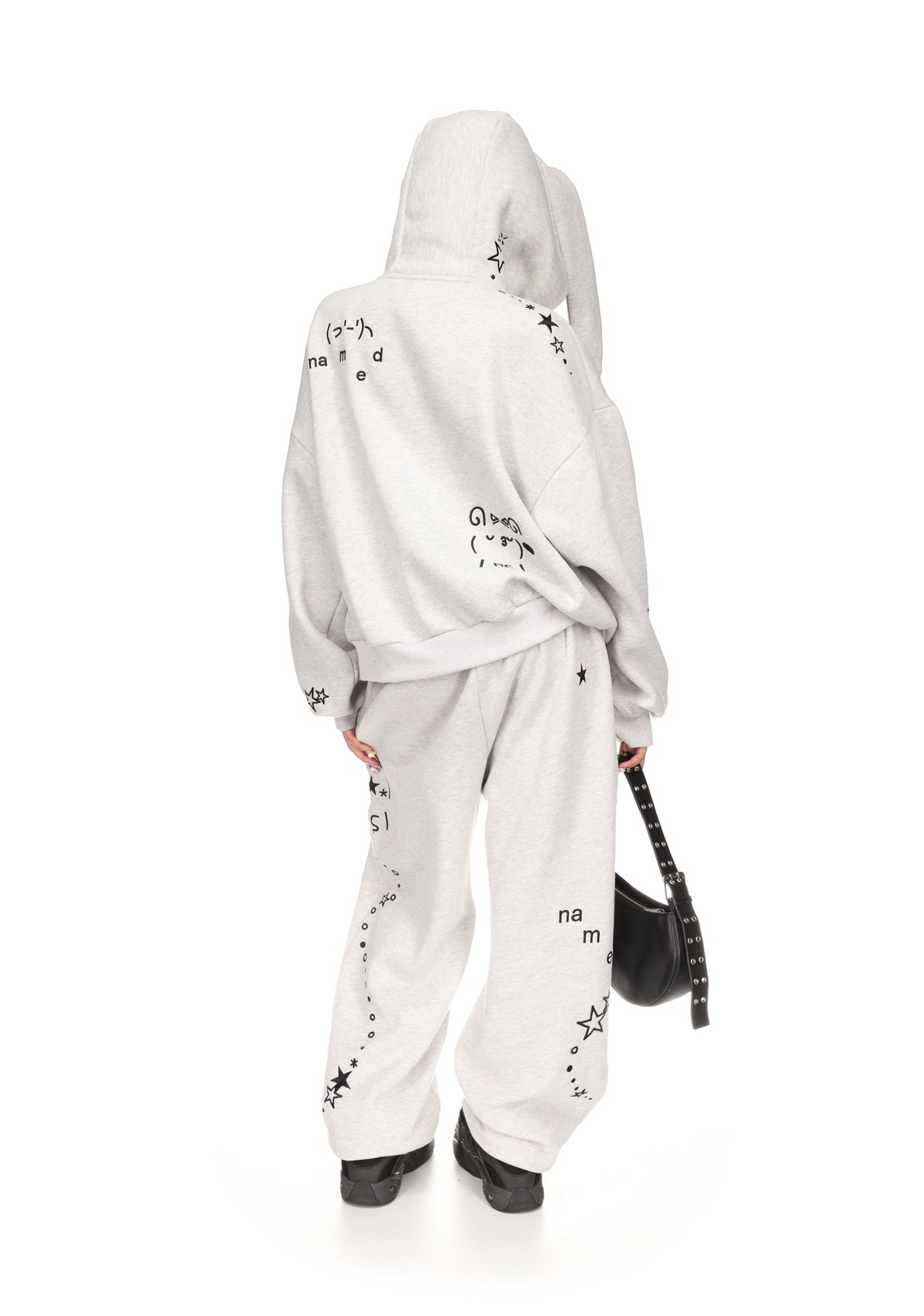 MALFUNCTION BUNNY ZIP HOODIE GREY MARL (DETACHABLE EARS)
