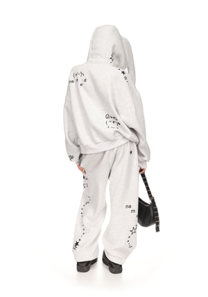 MALFUNCTION BUNNY ZIP HOODIE GREY MARL (DETACHABLE EARS)
