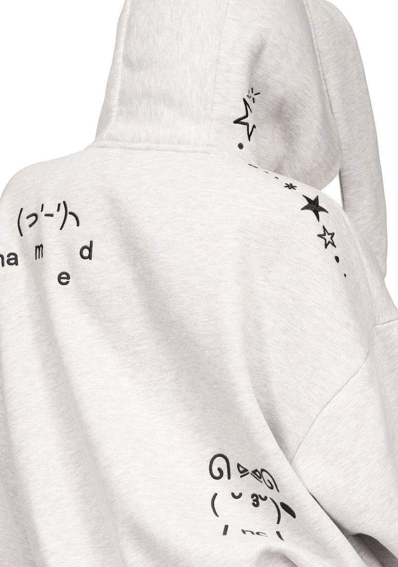 MALFUNCTION BUNNY ZIP HOODIE GREY MARL (DETACHABLE EARS)