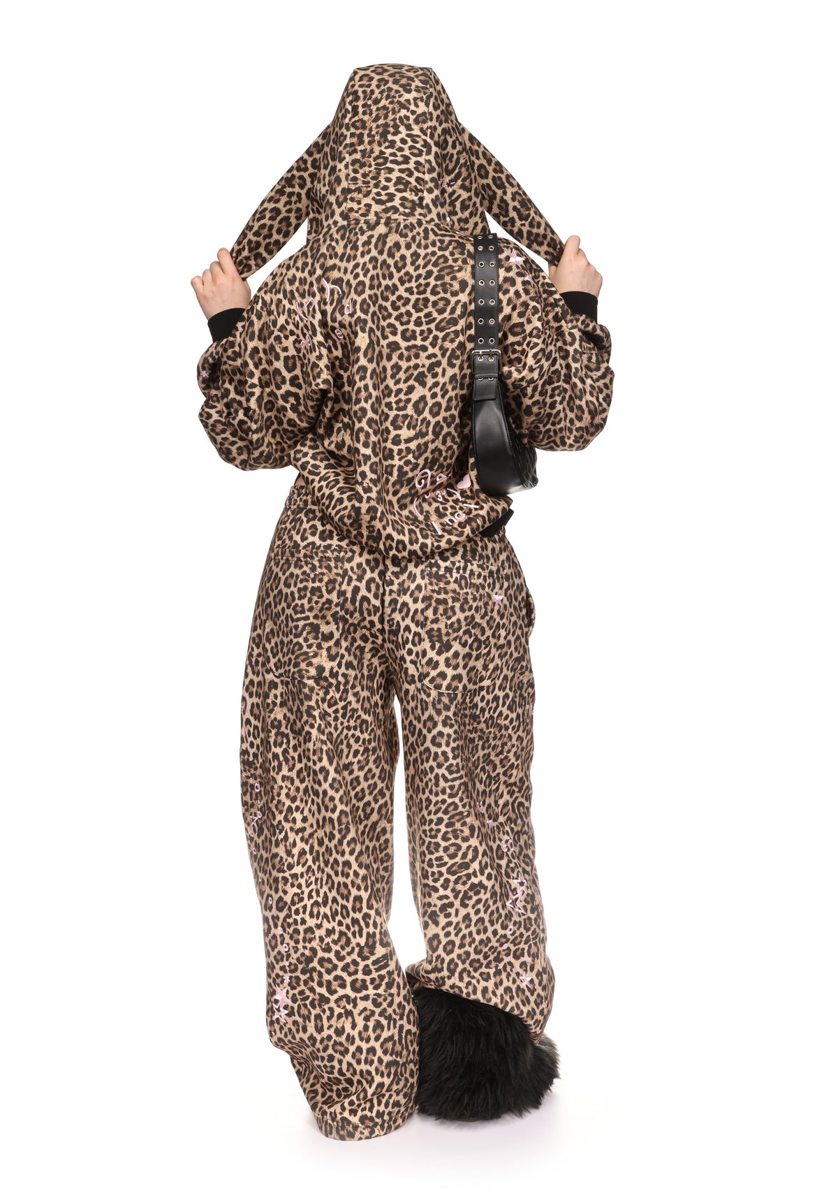 MALFUNCTION EMBROIDERED OVERSIZED SWEATPANTS LEOPARD