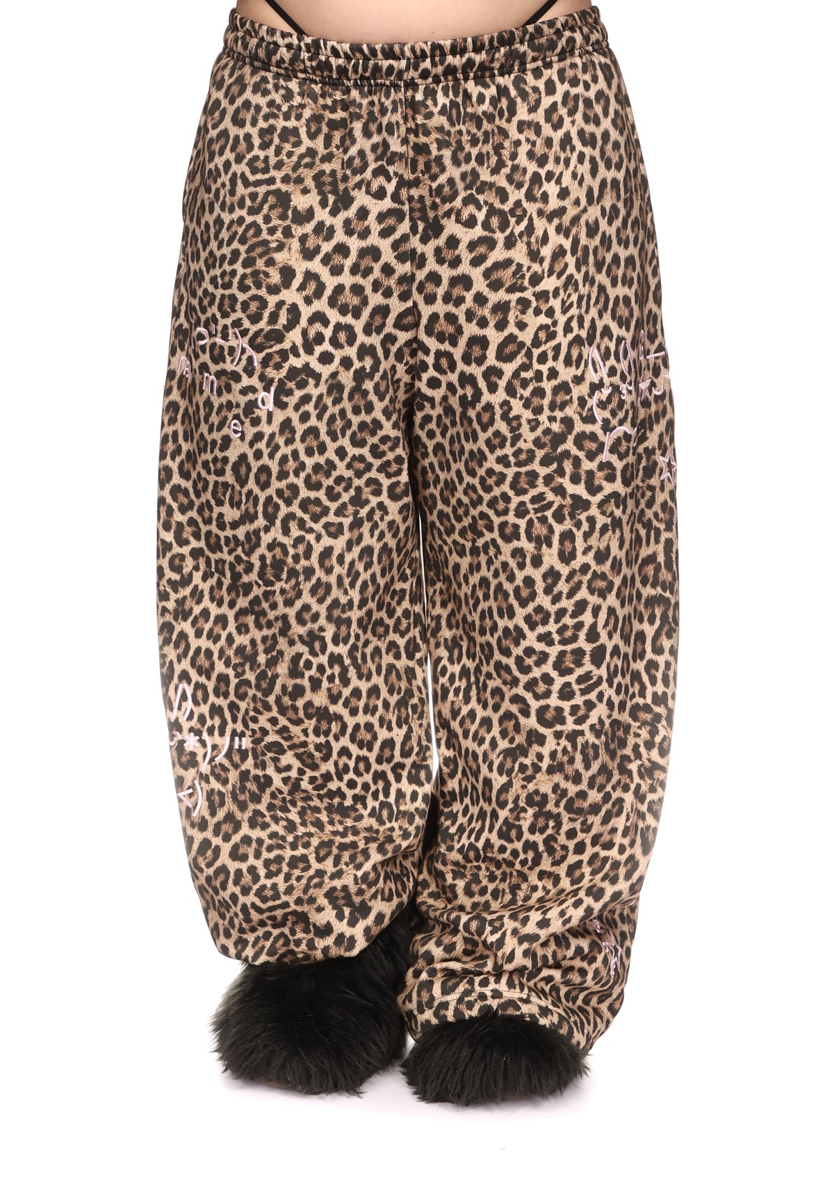 MALFUNCTION EMBROIDERED OVERSIZED SWEATPANTS LEOPARD