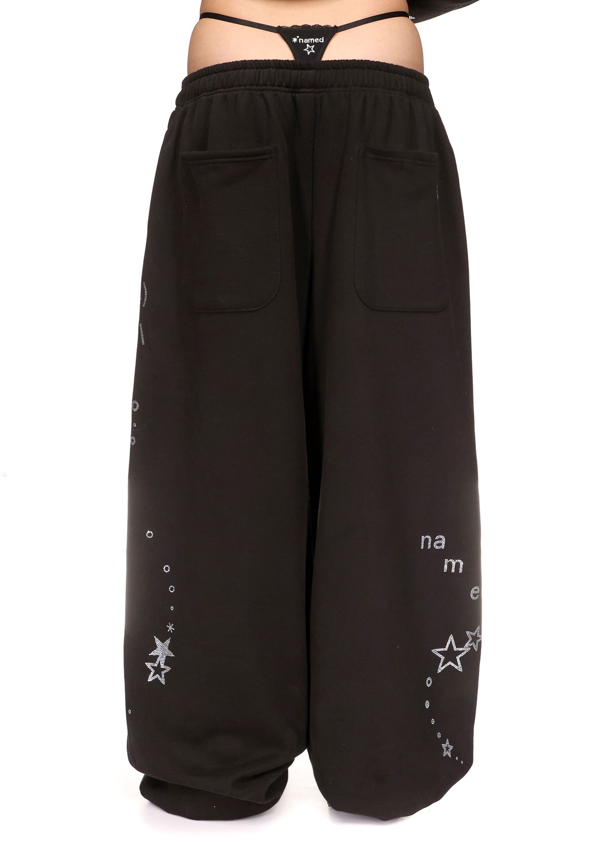 MALFUNCTION RHINESTONE OVERSIZED SWEATPANTS BLACK