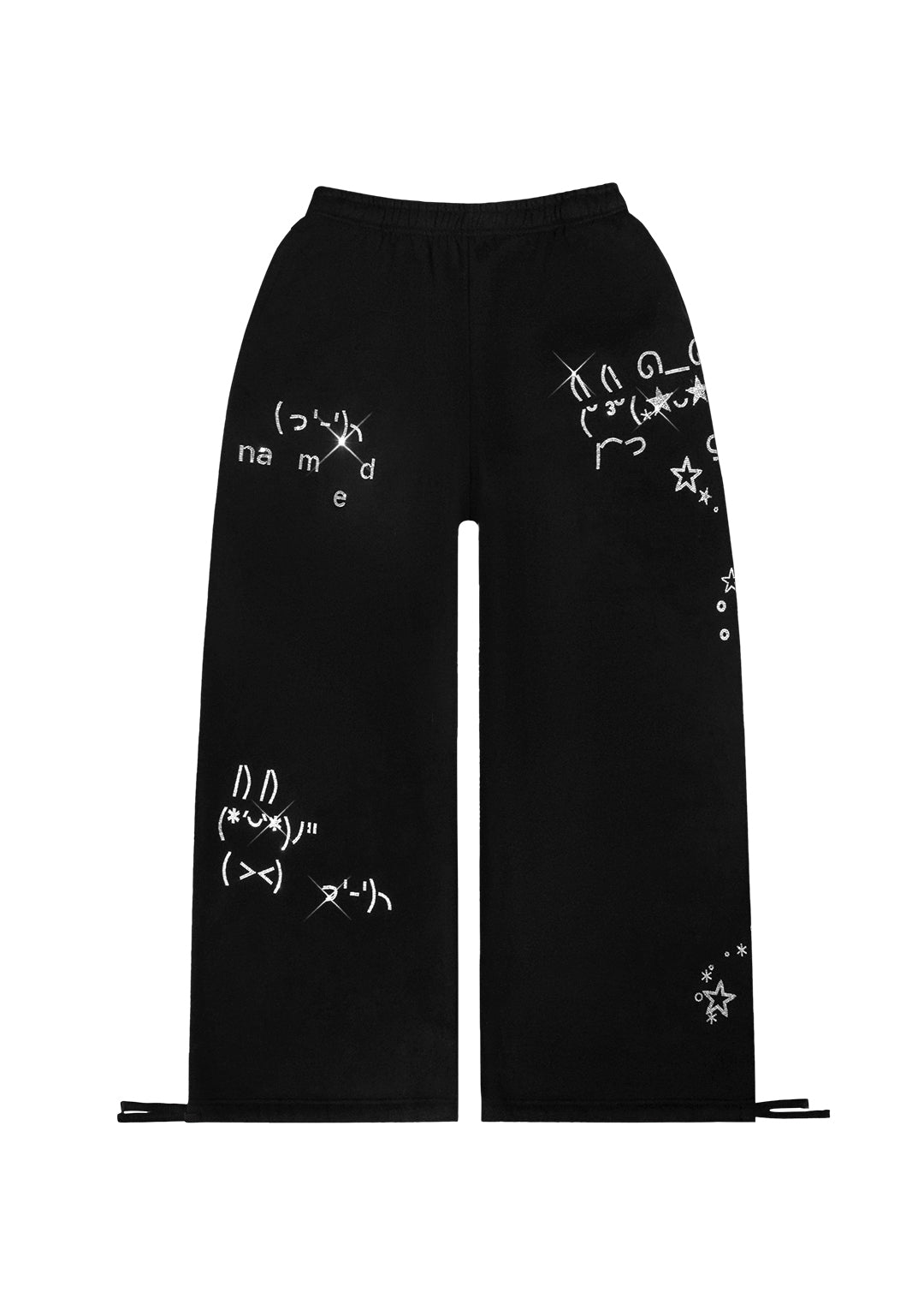 MALFUNCTION RHINESTONE OVERSIZED SWEATPANTS BLACK
