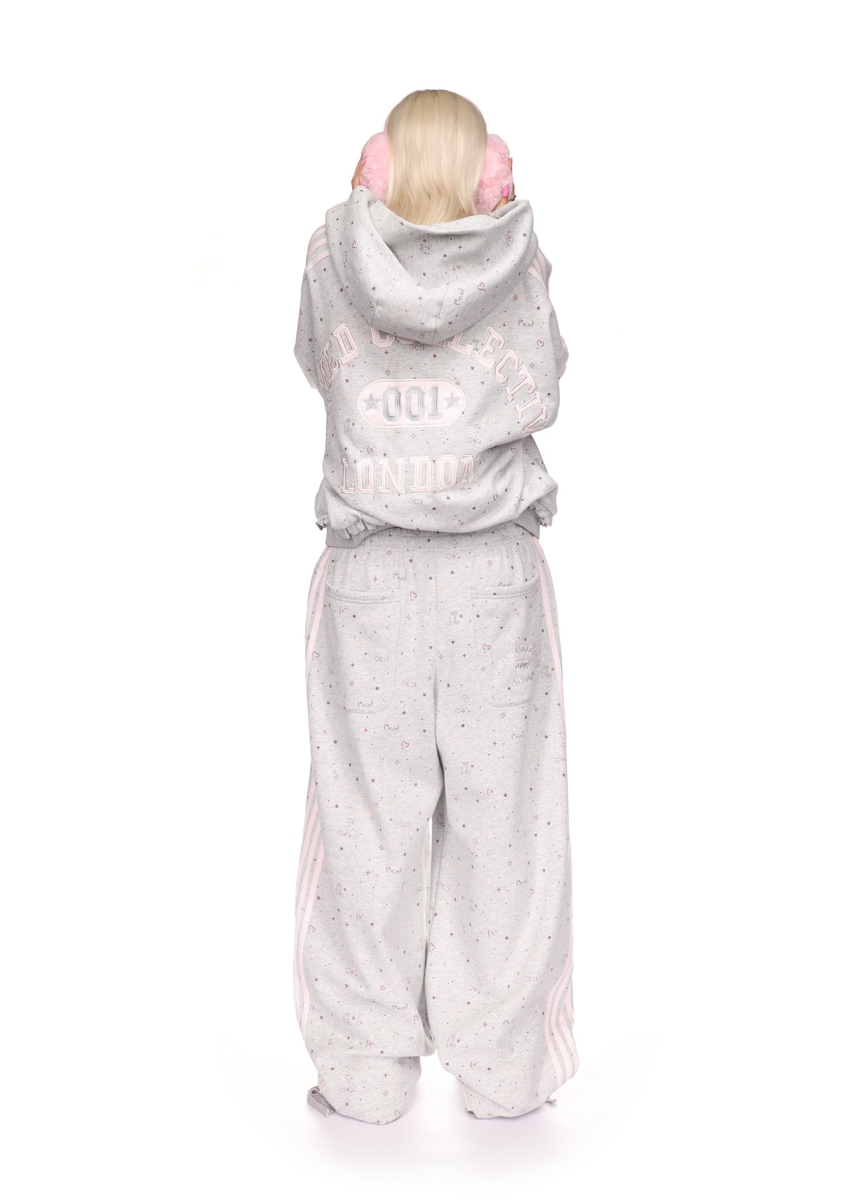 MALFUNCTION SPORTY APPLIQUÉ OVERSIZED SWEATPANTS GREY MARL