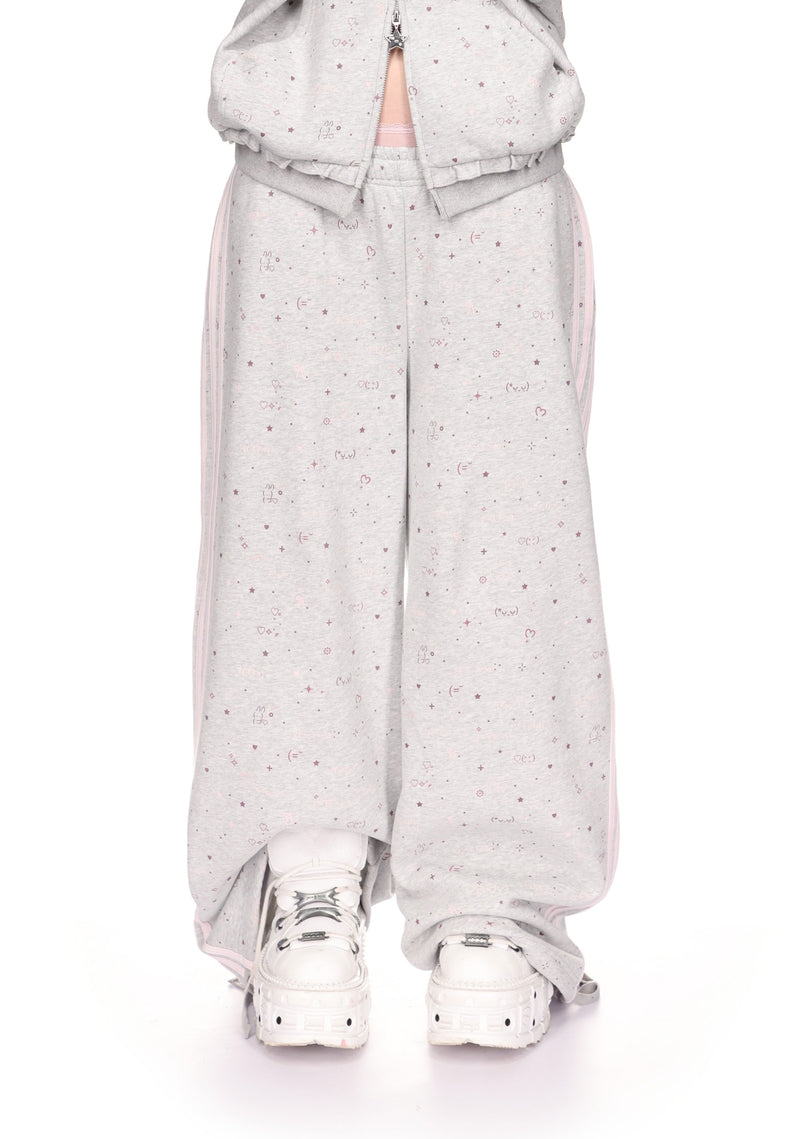 MALFUNCTION SPORTY APPLIQUÉ OVERSIZED SWEATPANTS GREY MARL