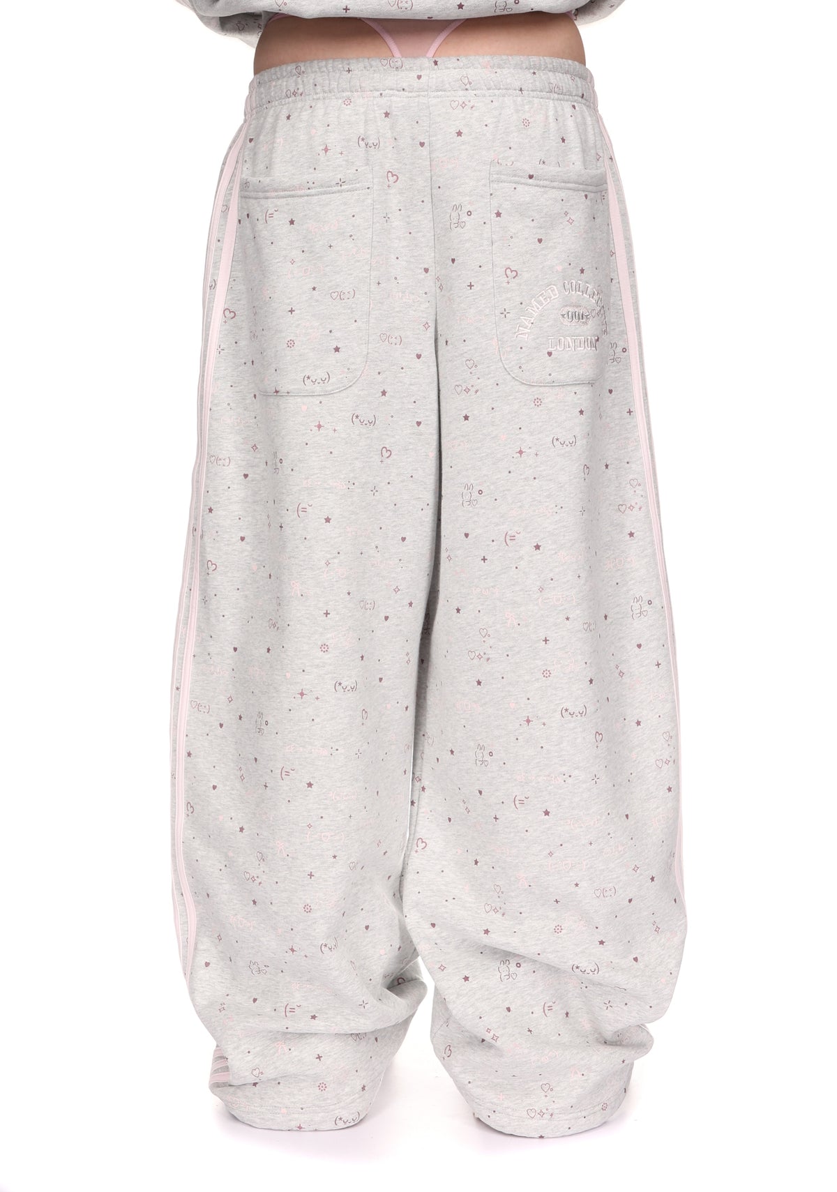 MALFUNCTION SPORTY APPLIQUÉ OVERSIZED SWEATPANTS GREY MARL