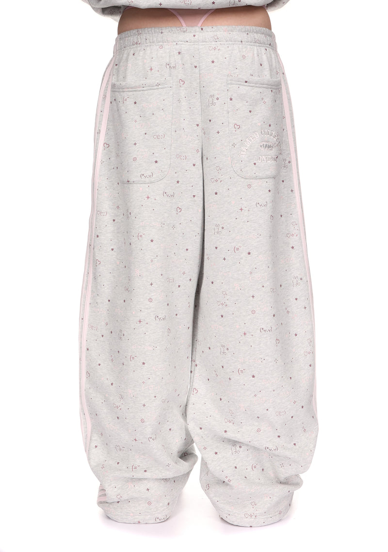 MALFUNCTION SPORTY APPLIQUÉ OVERSIZED SWEATPANTS GREY MARL