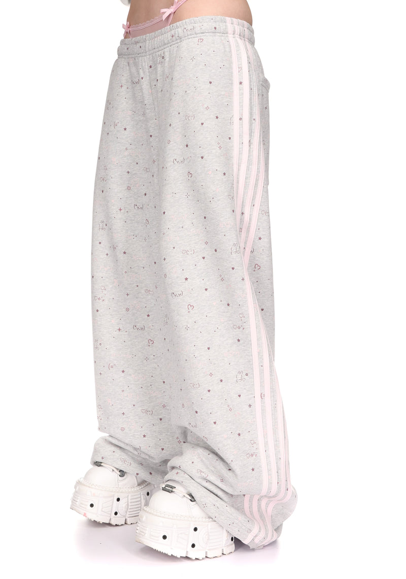 MALFUNCTION SPORTY APPLIQUÉ OVERSIZED SWEATPANTS GREY MARL