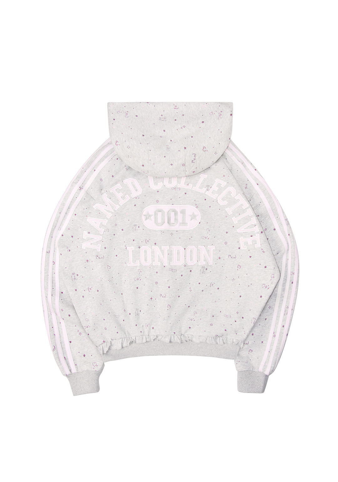MALFUNCTION SPORTY APPLIQUÉ ZIP HOODIE GREY MARL