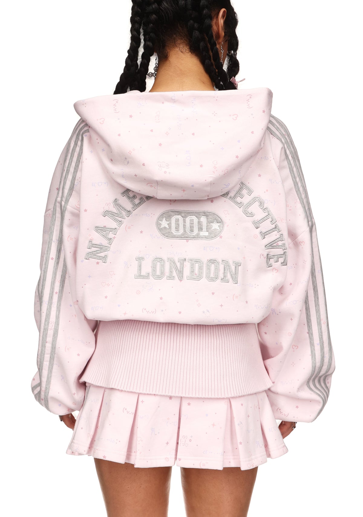 MALFUNCTION SPORTY CROP ZIP HOODIE BABY PINK