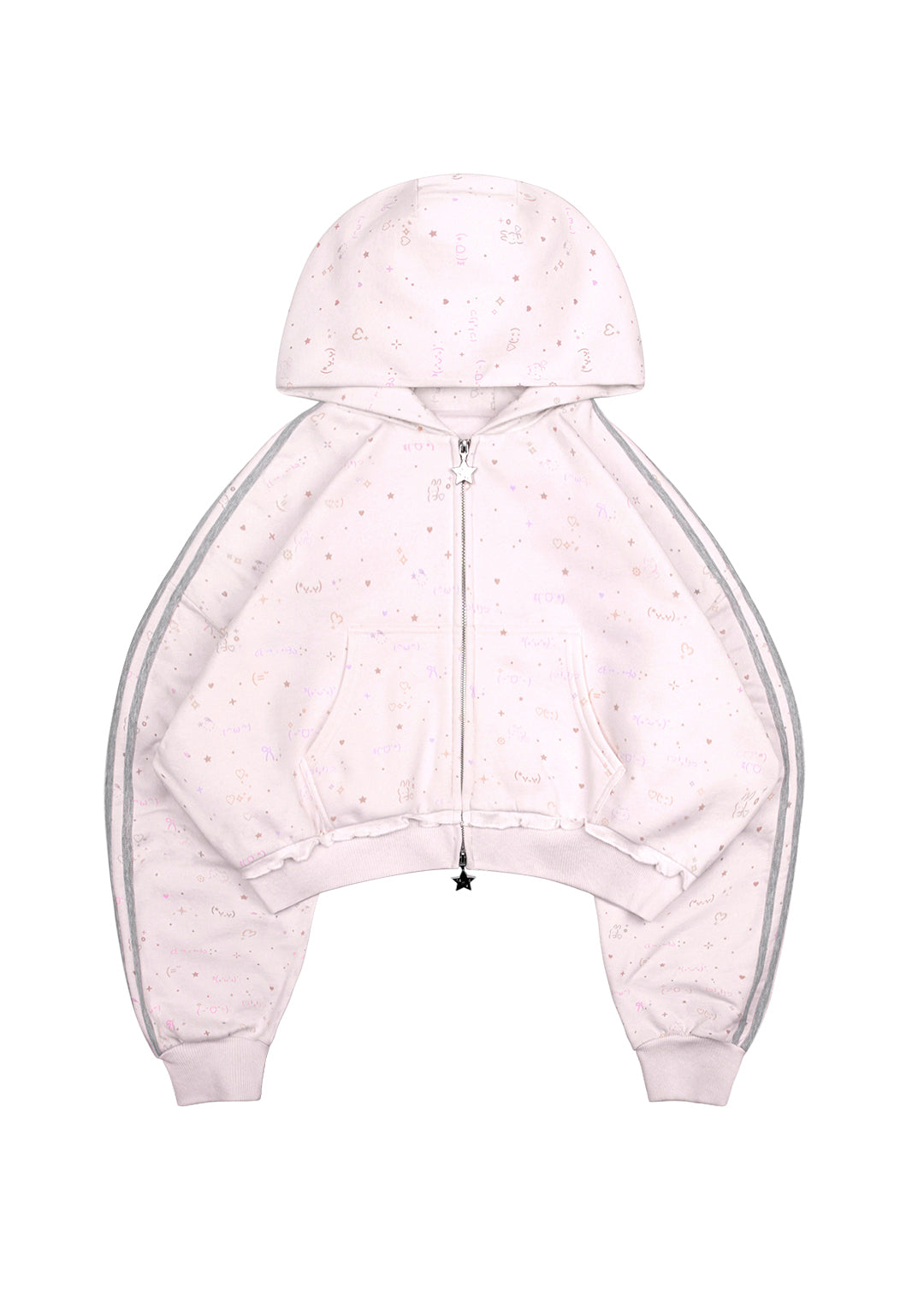 MALFUNCTION SPORTY CROP ZIP HOODIE BABY PINK