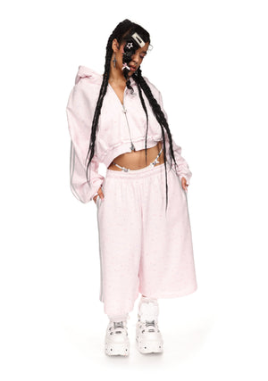 MALFUNCTION SPORTY OVERSIZED SWEATSHORTS BABY PINK