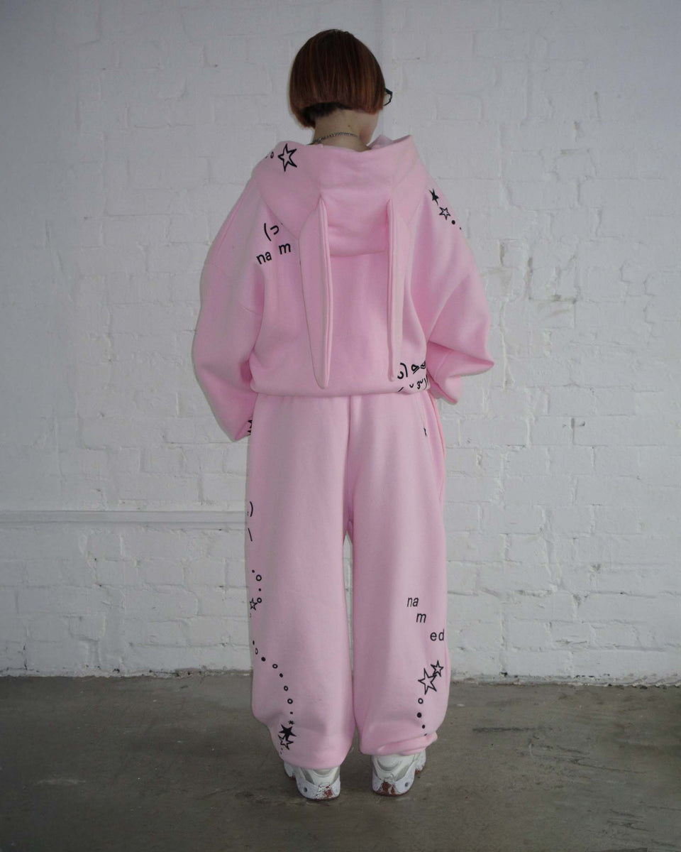 MALFUNCTION BUNNY ZIP HOODIE BABY PINK (DETACHABLE EARS)